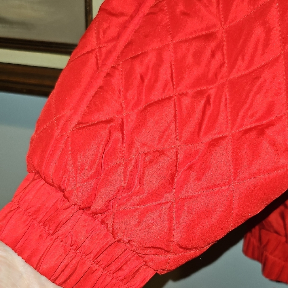 VINTAGE Milano Sport Vibrant Red 100% Silk Jogging Suit Jacket Medium Retro - Picture 3 of 9